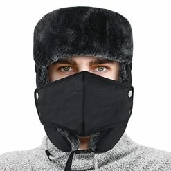 Best reviews of β Trapper Hat Winter Hats For Men π© Women, Russian Warm Trooper Hat With Ear Flaps, Ushanka Bomber Fur Hats With Windproof Mask Blue π