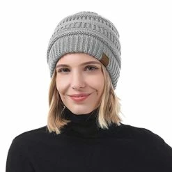 Best Pirce 💯 Durio Winter Hats For 👩 Women Cable Knit Beanie Soft 👩 Womens Beanies Thick Winter Hat C White&beige&yellow&pink ✔️ -Men Skullies & Beanies Sales 41h3BP84aDL