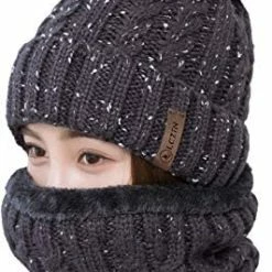 Best reviews of 🌟 LCZTN 👩 Womens Pom Beanie Hat Scarf Set 👧 Girls Cute Winter Ski Hat Slouchy Knit Skull Cap With Fleece Lined White Beanie&scarf 😍 -Men Skullies & Beanies Sales 41jSbqLaML. AC