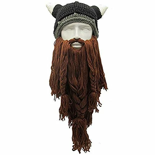 New โจ Creative Barbarian Knit Beard Hat Funny Knit Hat Wig Beanie Hat Beard Facemask V-brown ๐ 4 New โจ Creative Barbarian Knit Beard Hat Funny Knit Hat Wig Beanie Hat Beard Facemask V-brown ๐ - Image 2