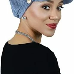 Top 10 💯 Hats Scarves & More Newsboy Cap For 👩 Women Cabbie Hat Cancer Headwear Chemo Head Coverings Brianna Denim Blue 🧨 -Men Skullies & Beanies Sales 41m ytfasJL. AC