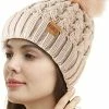 Coupon 💯 REDESS 👩 Women Winter Pompom Beanie Hat Fleece Lined Warm Hats, Thick Slouchy Snow Knit Crossed Cap For Ladies 🥰