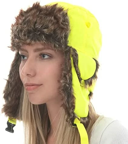 Outlet π The Hat Depot Winter Bomber Safety Reflective Faux Fur Aviator Kids & Adult Trapper Hat Snow Ski Trooper Hat 1. Plain - Blaze Orange π 6 Outlet π The Hat Depot Winter Bomber Safety Reflective Faux Fur Aviator Kids & Adult Trapper Hat Snow Ski Trooper Hat 1. Plain - Blaze Orange π - Image 4