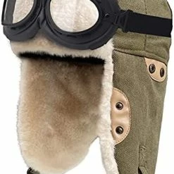 Buy 🎉 Peicees Trapper Aviator Hat And Goggles Costume Accessories Bomber Trooper Ushanka Hat Cap With Fur Ear Flap Z_mask+khaki Hat+cooper Frame/clear Lens ❤️ -Men Skullies & Beanies Sales 41muTihB7YL. AC