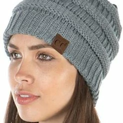 Promo 🛒 Funky Junque Exclusives 👩 Womens Beanie Solid Ribbed Knit Hat Warm Soft Skull Cap Denim - Confetti 🔔 -Men Skullies & Beanies Sales 41qA9eVoYBL. AC