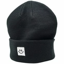 Buy ⭐ 55cube Knit Beanie Hat With Smile Face Unisex Solid Black 🔥 -Men Skullies & Beanies Sales 41r6MA9OMsL