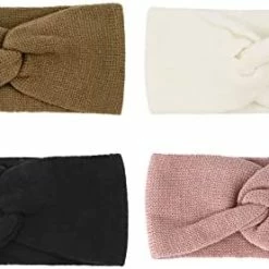 Budget ⌛ DRESHOW Winter Knit Crochet Turban Headband For 👩 Women Warm Bulky Crocheted Headwrap Ear Warmer 4 Pack Cross Crochet B 😉 -Men Skullies & Beanies Sales 41tsJqZLL0L. AC