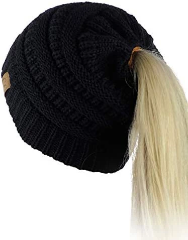 Promo 🔥 C.C BeanieTail Soft Stretch Cable Knit Messy High Bun Ponytail Beanie Hat Dark Olive 👍 10 Promo 🔥 C.C BeanieTail Soft Stretch Cable Knit Messy High Bun Ponytail Beanie Hat Dark Olive 👍 - Image 8