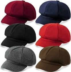 Cheap 🤩 6 Pieces 👩 Women Newsboy Cap Warm Wool Visor Beret Hats Soft Newsboy Hats For 👩 Women Vintage Baker Boy Hat For 👩 Women 👧 Girls Black 🌟 -Men Skullies & Beanies Sales 41wAg9s 1LL. AC