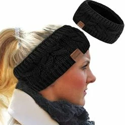 Best Pirce 🎁 Loritta 👩 Womens Ear Warmers Headbands Winter Warm Fuzzy Cable Knit Head Wrap Fleece Lined Gifts Pure Color- Beige(1 Pack) 🌟 -Men Skullies & Beanies Sales 41xwX2ajYL. AC