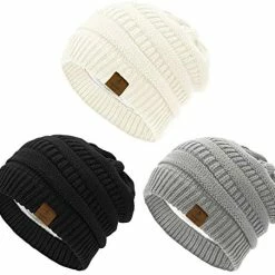 New 🎁 Durio 👩 Womens Knit Beanie Winter Thick Solid Fleece Lined Beanie Hats For 👩 Women Men Unisex Warm Skiing Beanies H Black & Deep Grey & Black Grey Mixed ✨ -Men Skullies & Beanies Sales 41xzA qoL2L. AC