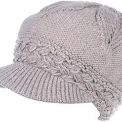 Cheap 👏 BYOS 👩 Womens Winter Chic Cable Warm Fleece Lined Crochet Knit Hat W/Visor Newsboy Cabbie Cap Dk.gray Bow 🛒 -Men Skullies & Beanies Sales 41y9Jyyv KL. AC