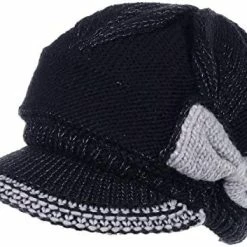 Cheap 👏 BYOS 👩 Womens Winter Chic Cable Warm Fleece Lined Crochet Knit Hat W/Visor Newsboy Cabbie Cap Dk.gray Bow 🛒 -Men Skullies & Beanies Sales 41ySJPXh3FL. AC