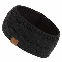 Cheap 😉 C.C Winter Fuzzy Fleece Lined Thick Knitted Diagonal Stripes Criss-Cross Pattern Headband Headwrap (HW-2060) A Snuggly Soft Yarm - Black 👍
