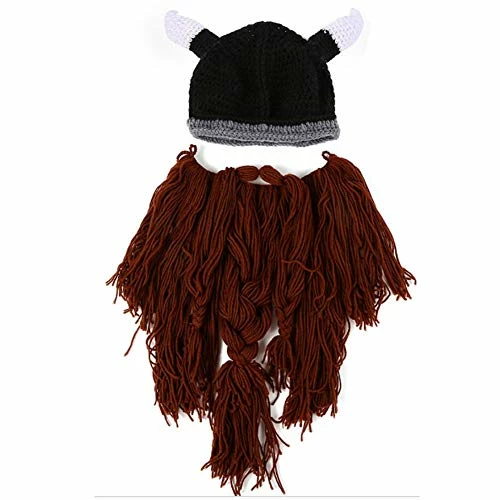 New โจ Creative Barbarian Knit Beard Hat Funny Knit Hat Wig Beanie Hat Beard Facemask V-brown ๐ 5 New โจ Creative Barbarian Knit Beard Hat Funny Knit Hat Wig Beanie Hat Beard Facemask V-brown ๐ - Image 3