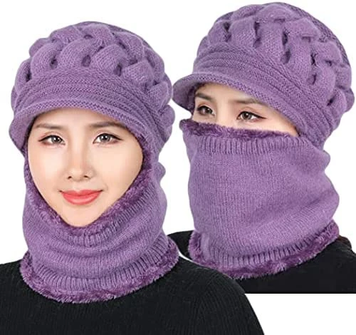 New ๐ฅฐ Fleece Lined ๐ฉ Womens Beanie Hat, Winter Hat Scarf Mask Set,Women's Winter Hat, Middle-Aged And Old Warm Earmuff Hat Dark Purple โ 15 New ๐ฅฐ Fleece Lined ๐ฉ Womens Beanie Hat, Winter Hat Scarf Mask Set,Women's Winter Hat, Middle-Aged And Old Warm Earmuff Hat Dark Purple โ - Image 13