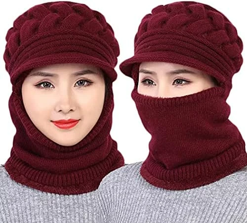 New ๐ฅฐ Fleece Lined ๐ฉ Womens Beanie Hat, Winter Hat Scarf Mask Set,Women's Winter Hat, Middle-Aged And Old Warm Earmuff Hat Dark Purple โ 17 New ๐ฅฐ Fleece Lined ๐ฉ Womens Beanie Hat, Winter Hat Scarf Mask Set,Women's Winter Hat, Middle-Aged And Old Warm Earmuff Hat Dark Purple โ - Image 15