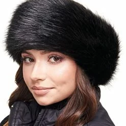 Wholesale 🛒 Futrzane Winter Faux Fur Headband For 👩 Women - Like Real Fur - Fancy Ear Warmer (Black Fox) 🛒 -Men Skullies & Beanies Sales 51 sawFWfdL