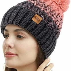 Coupon 💯 REDESS 👩 Women Winter Pompom Beanie Hat Fleece Lined Warm Hats, Thick Slouchy Snow Knit Crossed Cap For Ladies 🥰 -Men Skullies & Beanies Sales 51 u9aiaDuL. AC