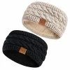 Coupon 💯 Hatromm Winter Headbands For 👩 Women Wool 2 Pack, Ear Warmers For 👩 Women Headband Knit Thick Fleece Lined, Cold Weather Warm Ear Muffs(Black+Beige) ⌛ -Men Skullies & Beanies Sales 51236DZV9yL