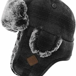 New ⭐ Jeff & Aimy Stylish Plaid Winter Wool Trapper Faux Fur Earflap Hunting Hat Ushanka Russian Cold Weather Thick Lined 55-61CM 89079#brown_46%wool 🤩 -Men Skullies & Beanies Sales 515GgDS70oL. AC
