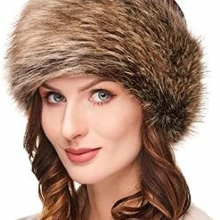 New 🧨 Futrzane Faux Fur Trimmed Winter Hat For 👩 Women - Classy Russian Hat With Fleece Brown - Hazel Wolf 🛒 -Men Skullies & Beanies Sales 515ZTIE4okL. AC