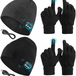 Top 10 😍 4 Pieces Bluetooth Beanie Hat For Men Winter Wireless Music LED Light Hat With Gloves For Men 👩 Women Sports Gifts Black And Blue 🎁 -Men Skullies & Beanies Sales 515ccoPNtL. AC