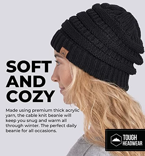 Cheapest 😍 Tough Headwear 👩 Womens Beanie Winter Hat - Warm Chunky Cable Knit Hats - Soft Stretch Thick Cute Knitted Cap For Cold Weather Beige 😀 5 Cheapest 😍 Tough Headwear 👩 Womens Beanie Winter Hat - Warm Chunky Cable Knit Hats - Soft Stretch Thick Cute Knitted Cap For Cold Weather Beige 😀 - Image 3