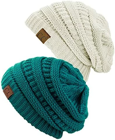 Outlet โ๏ธ C.C Trendy Warm Chunky Soft Stretch Cable Knit Beanie Skully, 2 Pack Sea Green/melange Gray ๐ 5 Outlet โ๏ธ C.C Trendy Warm Chunky Soft Stretch Cable Knit Beanie Skully, 2 Pack Sea Green/melange Gray ๐ - Image 3