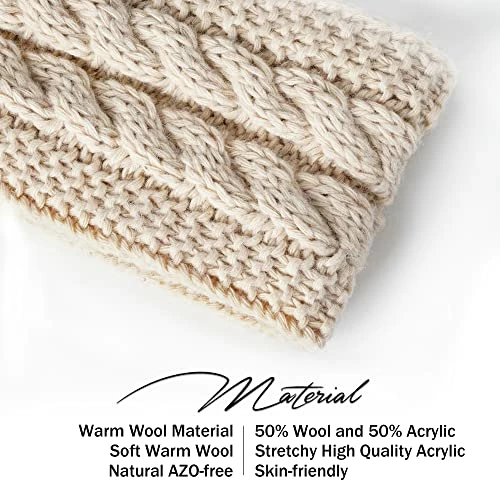 Coupon 💯 Hatromm Winter Headbands For 👩 Women Wool 2 Pack, Ear Warmers For 👩 Women Headband Knit Thick Fleece Lined, Cold Weather Warm Ear Muffs(Black+Beige) ⌛ 5 Coupon 💯 Hatromm Winter Headbands For 👩 Women Wool 2 Pack, Ear Warmers For 👩 Women Headband Knit Thick Fleece Lined, Cold Weather Warm Ear Muffs(Black+Beige) ⌛ - Image 3