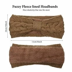 Cheap 🥰 WILLBOND 5 Pieces Winter Cable Knit Headbands Fleece Lined Headbands Thick Crochet Turban Bowknot Ear Warmer For 👩 Women 👧 Girls ⭐