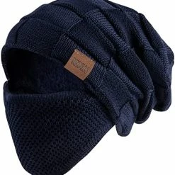 Deals 😀 REDESS Beanie Hat For Men And 👩 Women Knit Slouchy Thick Skull Cap Winter Warm Hats With Face Cover D3 Pure Dark Gray 🎁 -Men Skullies & Beanies Sales 519WpMH1sqL. AC