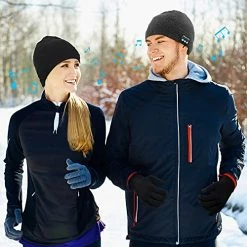 Top 10 😍 4 Pieces Bluetooth Beanie Hat For Men Winter Wireless Music LED Light Hat With Gloves For Men 👩 Women Sports Gifts Black And Blue 🎁 -Men Skullies & Beanies Sales 51AoHTz9QqL
