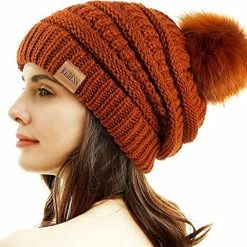 Best Sale 🔔 REDESS 👩 Women Winter Pom Pom Beanie Hat With Warm Fleece Lined 😉 -Men Skullies & Beanies Sales 51CEjkyM9LL. AC