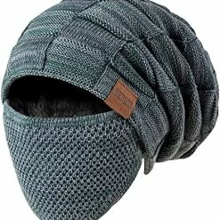 Deals 😀 REDESS Beanie Hat For Men And 👩 Women Knit Slouchy Thick Skull Cap Winter Warm Hats With Face Cover D3 Pure Dark Gray 🎁 -Men Skullies & Beanies Sales 51COFMQIsEL. AC