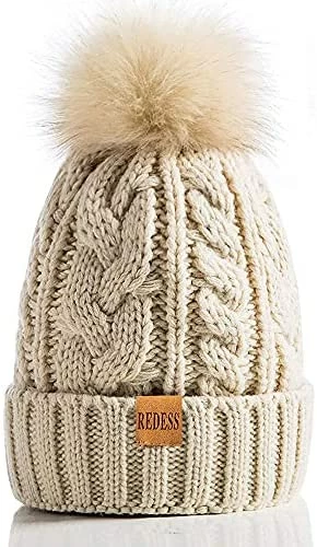 Coupon π₯° REDESS π© Women Winter Pompom Beanie Hat With Warm Fleece Lined, Thick Slouchy Snow Knit Skull Ski Cap β 3 Coupon π₯° REDESS π© Women Winter Pompom Beanie Hat With Warm Fleece Lined, Thick Slouchy Snow Knit Skull Ski Cap β