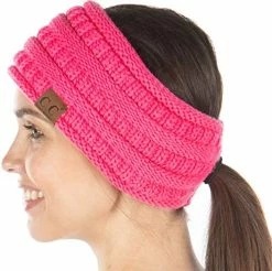 Flash Sale 🛒 Funky Junque Exclusives 👩 Womens Head Wrap Ponytail Headband Lined Knit Messy Bun 2 Pack - Black & Ivory 😉 -Men Skullies & Beanies Sales 51Cu5XKfdsL. AC