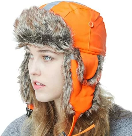 Outlet π The Hat Depot Winter Bomber Safety Reflective Faux Fur Aviator Kids & Adult Trapper Hat Snow Ski Trooper Hat 1. Plain - Blaze Orange π 11 Outlet π The Hat Depot Winter Bomber Safety Reflective Faux Fur Aviator Kids & Adult Trapper Hat Snow Ski Trooper Hat 1. Plain - Blaze Orange π - Image 9