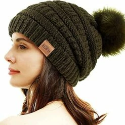 Best Sale 🔔 REDESS 👩 Women Winter Pom Pom Beanie Hat With Warm Fleece Lined 😉 -Men Skullies & Beanies Sales 51ELgaSVCqL. AC