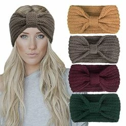Deals ✔️ Chalier 4 Pack Winter Headbands For 👩 Women Knitted Ear Warmer Headband Crochet Bow Twist Head Wraps(01 Multicolor) Blue ❤️ -Men Skullies & Beanies Sales 51GFRA1wYdL