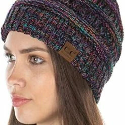 Promo 🛒 Funky Junque Exclusives 👩 Womens Beanie Solid Ribbed Knit Hat Warm Soft Skull Cap Denim - Confetti 🔔 -Men Skullies & Beanies Sales 51H3DX8nEtL. AC