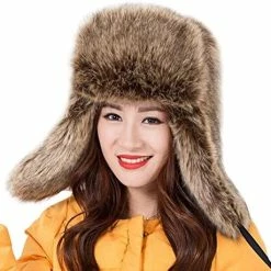 Brand new 👏 Dikoaina Faux Fur Snow Trapper Hat With Ear Flap For Skiing Head Circumference 22"-22.8" Silver Fox 🧨 -Men Skullies & Beanies Sales 51HN5u 9LfL. AC