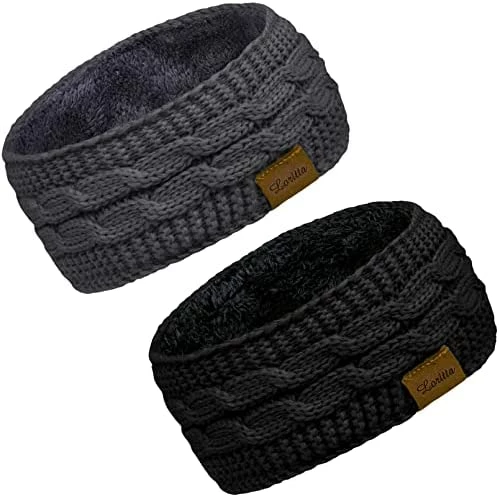 Budget ๐ Loritta 2 Pack Headbands For ๐ฉ Women Winter Warm Cable Knit Ear Warmer Thick Head Wrap Fuzzy Fleece Lined Gifts X Cross Confetti- 2 Pack(beige+black) ๐ 3 Budget ๐ Loritta 2 Pack Headbands For ๐ฉ Women Winter Warm Cable Knit Ear Warmer Thick Head Wrap Fuzzy Fleece Lined Gifts X Cross Confetti- 2 Pack(beige+black) ๐