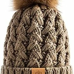 Best Pirce 🌟 PAGE ONE 👩 Womens Winter Ribbed Beanie Crossed Cap Chunky Cable Knit Pompom Soft Warm Hat Mixed Light Grey 💯 -Men Skullies & Beanies Sales 51Hl4wIXaL. AC