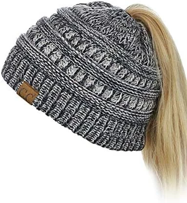 Promo 🔥 C.C BeanieTail Soft Stretch Cable Knit Messy High Bun Ponytail Beanie Hat Dark Olive 👍 7 Promo 🔥 C.C BeanieTail Soft Stretch Cable Knit Messy High Bun Ponytail Beanie Hat Dark Olive 👍 - Image 5
