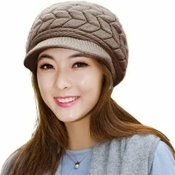 Flash Sale 😍 HINDAWI 👩 Women Winter Warm Knit Hat Wool Snow Ski Caps With Visor Purple 😉 -Men Skullies & Beanies Sales 51I UWmHXiL. AC