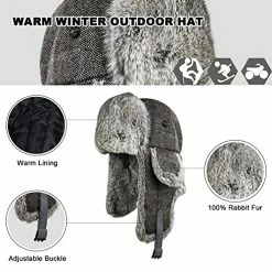 Buy ❤️ 100% Real Rabbit Fur Winter Trapper Hat For Men 👩 Women Russian Fur Ushanka Aviator Bomber Hat Mens Trapper Hat With Ear Flaps Camo Brown 🤩 -Men Skullies & Beanies Sales 51JuvaYbVhL