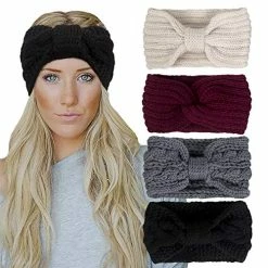 Deals ✔️ Chalier 4 Pack Winter Headbands For 👩 Women Knitted Ear Warmer Headband Crochet Bow Twist Head Wraps(01 Multicolor) Blue ❤️ -Men Skullies & Beanies Sales 51K9Y06PPKL