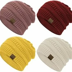 Best Pirce 💯 Durio Winter Hats For 👩 Women Cable Knit Beanie Soft 👩 Womens Beanies Thick Winter Hat C White&beige&yellow&pink ✔️ -Men Skullies & Beanies Sales 51KXtANYYfL. AC