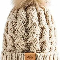 Best Pirce π PAGE ONE π© Womens Winter Ribbed Beanie Crossed Cap Chunky Cable Knit Pompom Soft Warm Hat Mixed Light Grey π―